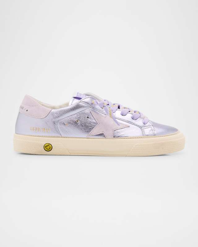 Girl's May Laminated Nappa Leather Sneakers,